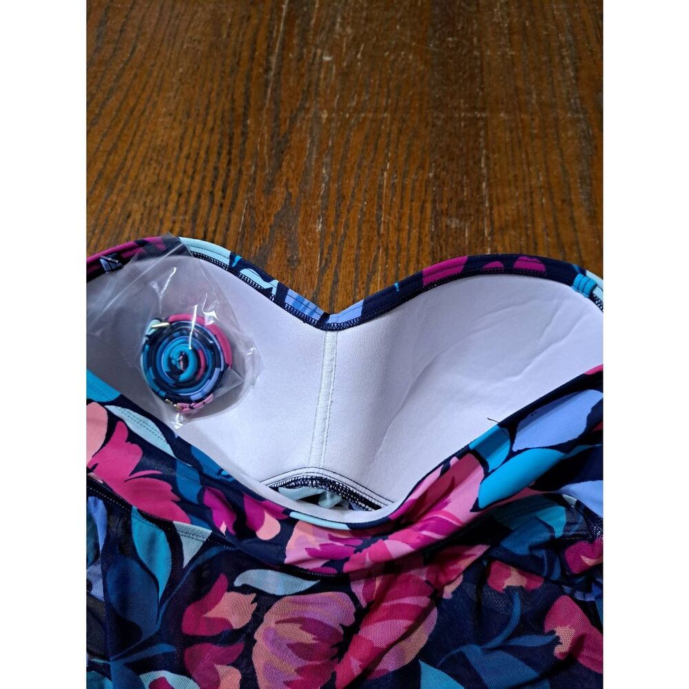 New Medium Size 8 10 Kona Sol Floral Tankini Swimsuit Bathing Suit Top NWT - Picture 8 of 10